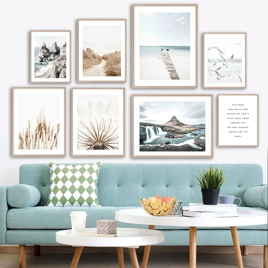 

Sea Stone Dandelion Reed Seagull Path Hay Wall Art Canvas Painting Nordic Posters And Prints Wall Pictures For Livig Room Decor
