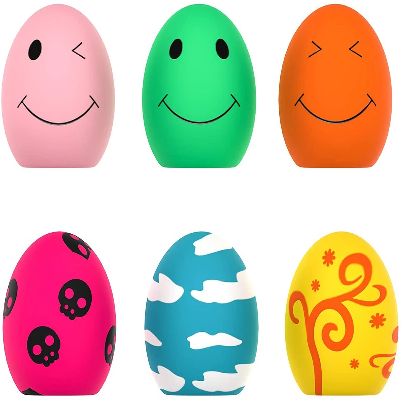 

6 PCS Dog Toys Latex Bouncy Egg Balls Squeaky Puppy Dogs Interactive Fetch Play Soft Rubber Sound Pet Toys Dog Accessories