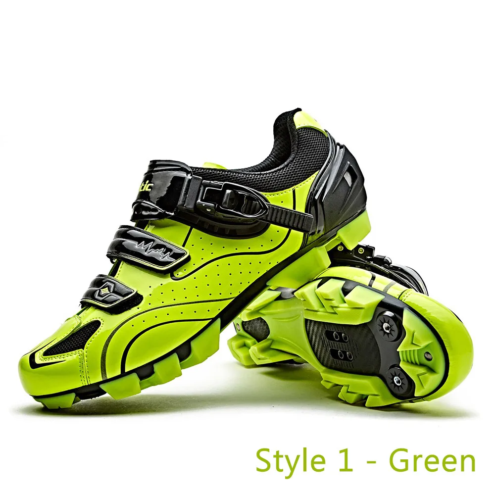 Style 1-Green Santic 4 стиля Pro MTB велосипедная обувь для горного велосипеда самозакрывающаяся обувь Нейлоновая подошва мужские wo мужские гоночные кроссовки Zapatos Ciclismo - Цвет: Style 1-Green