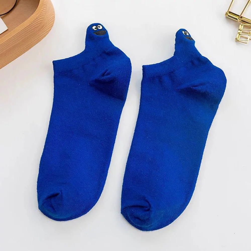 

Women Lovely Embroidered Expression Socks Candy Color Ankle Socks