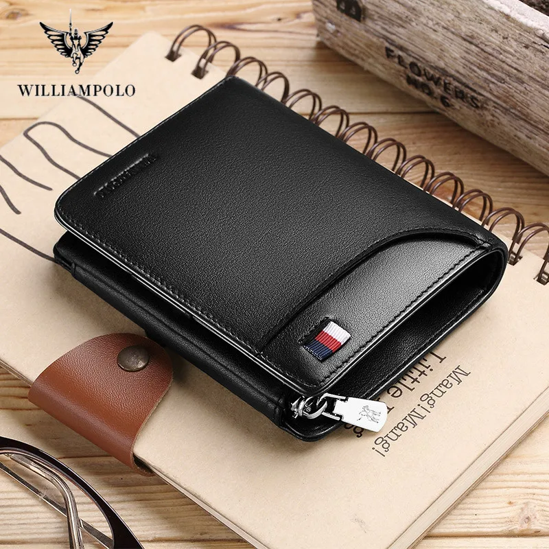Мужской короткий кошелек Williampolo тонкий кредитный держатель для карт из