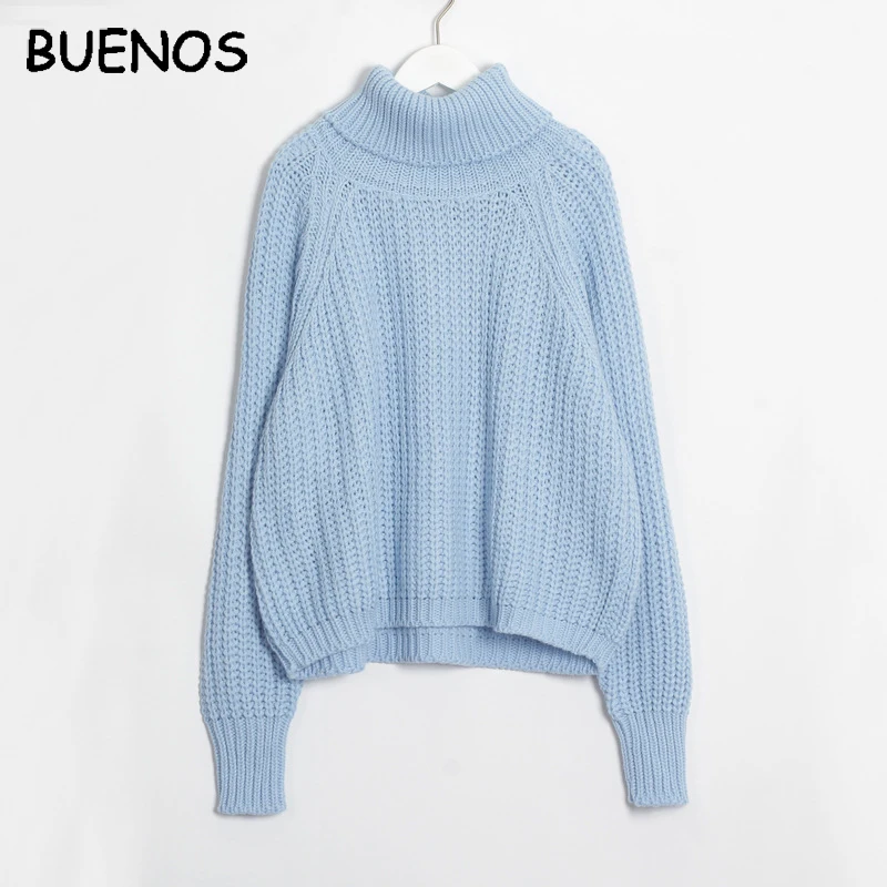 Женский трикотажный свитер BUENOS однотонный Повседневный пуловер с высоким