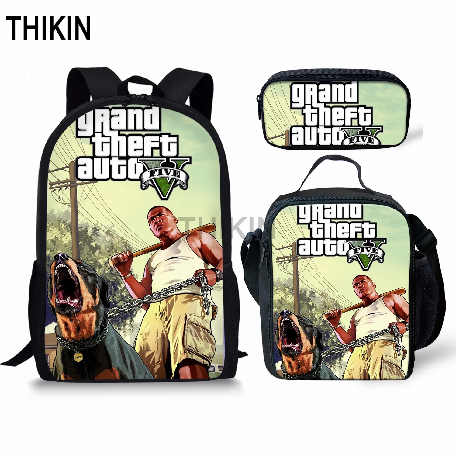 as picture THIKIN Grand Theft Auto школьные сумки для подростков мальчиков 3 шт./компл. сумки на плечо крутая игра GTA рюкзак комплект для детей; обувь для девочек; обувь для студентов; Mochila - Цвет: as picture