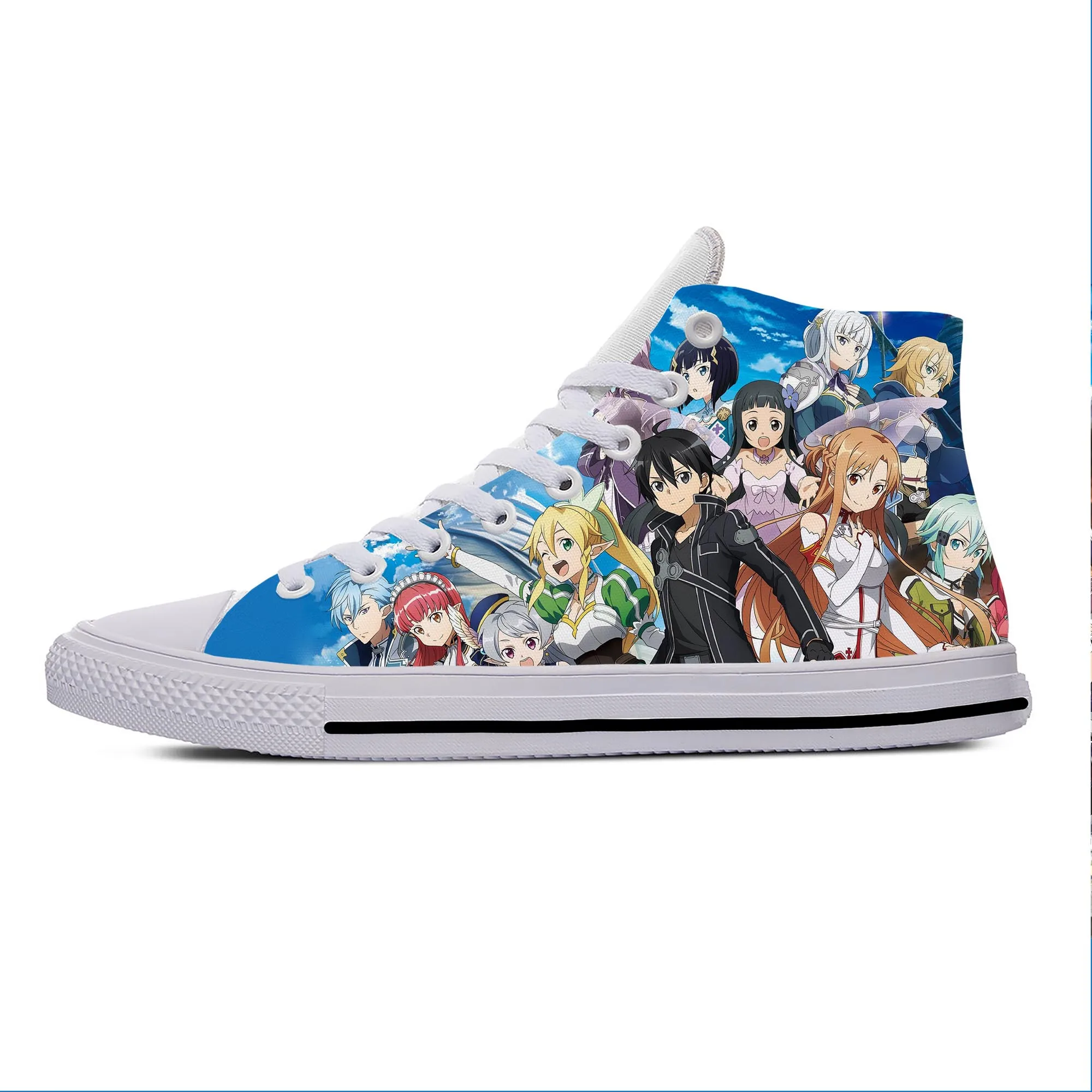 

Anime Manga Cartoon Sword Art Online Kirito Asuna Casual Cloth Shoes High Top Lightweight Breathable 3D Print Men Women Sneakers