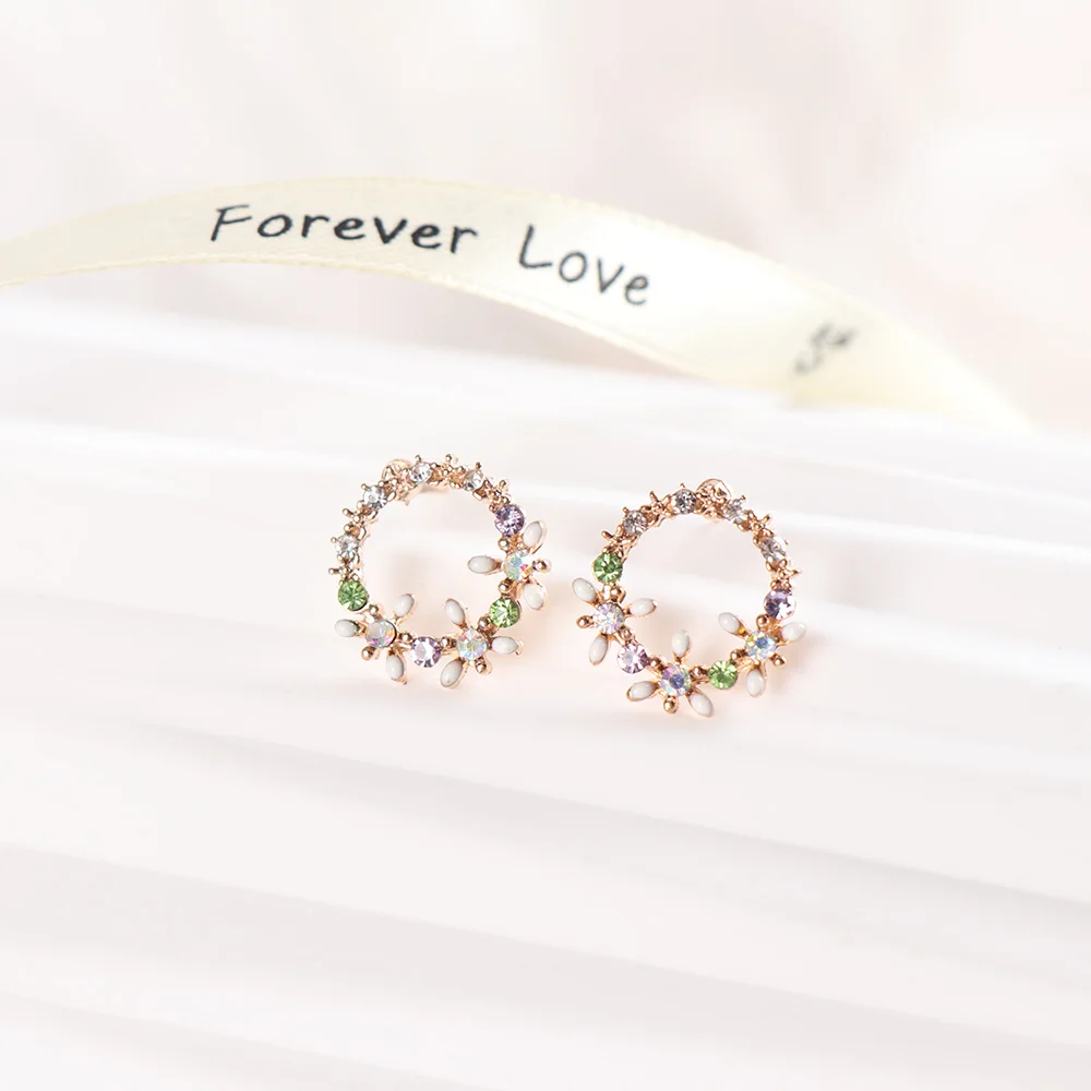 Милые корейские персональные маленькие серьги-гвоздики в виде цветка для женщин