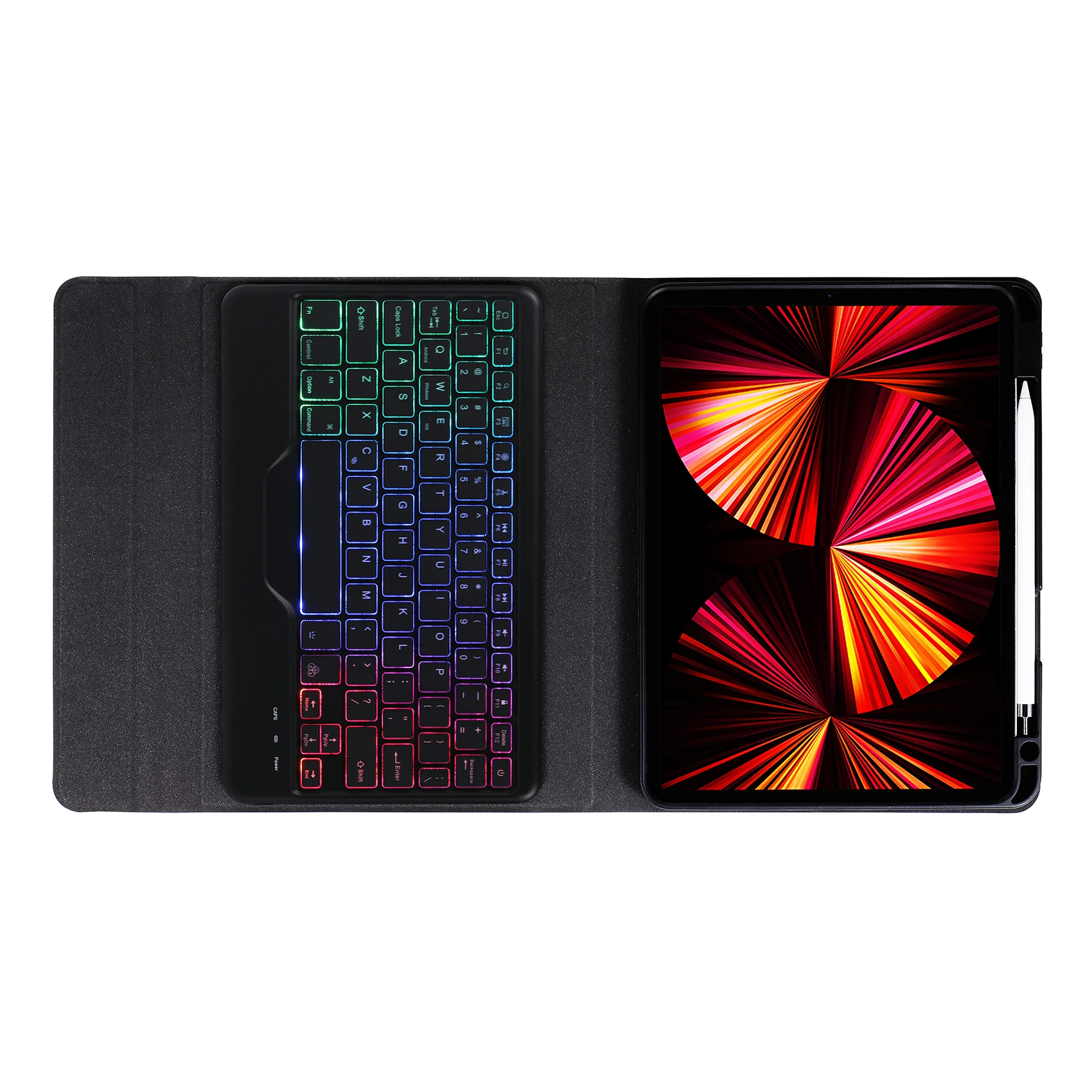 

PU Case+Keyboard for iPad 11 2021 2020 2018 /iPad Air 4 10.9 Tablet Flip Case Tablet Stand with RGB Backlit Keyboard