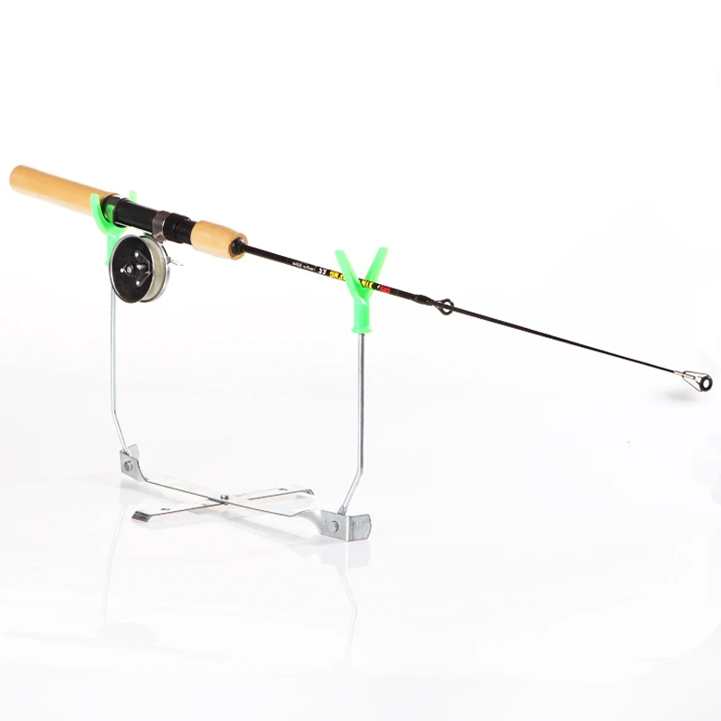 Ледовое удилище для рыбалки - портативная, складная зимняя наружная подставка для рыбы с регулируемой двойной головкой и металлической поддержкой аксессуаров.