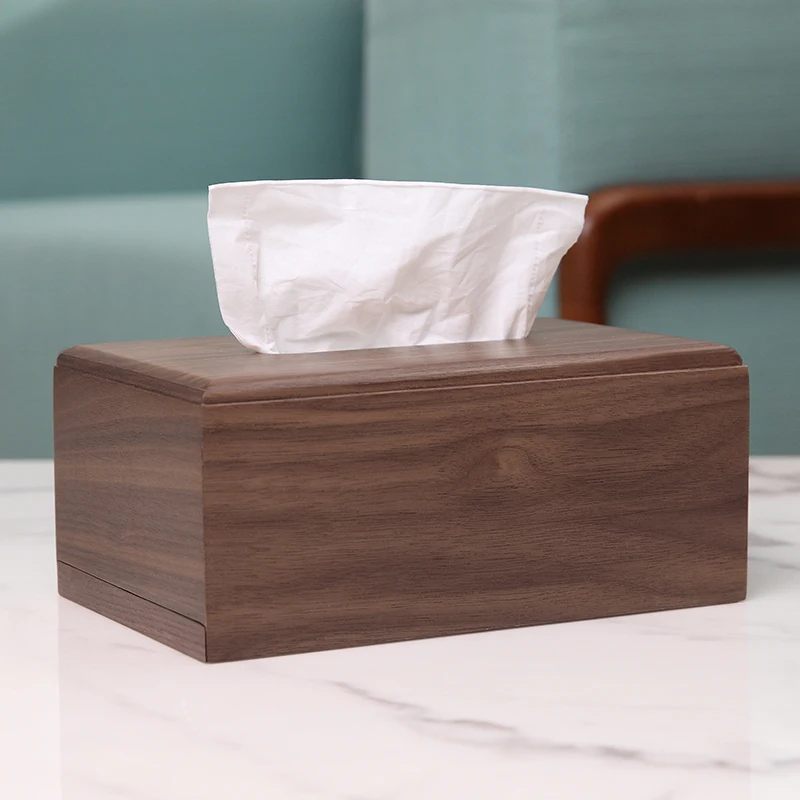 

Black walnut tissue box rectangular living room coffee table storage box wooden drawer creative solid wood home simplicity