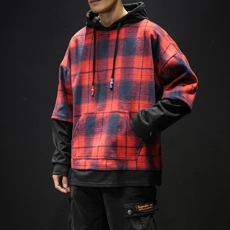 Фугоизм толстовки с капюшоном Мужские 2019 Новая мода толстовка мужской плед хип