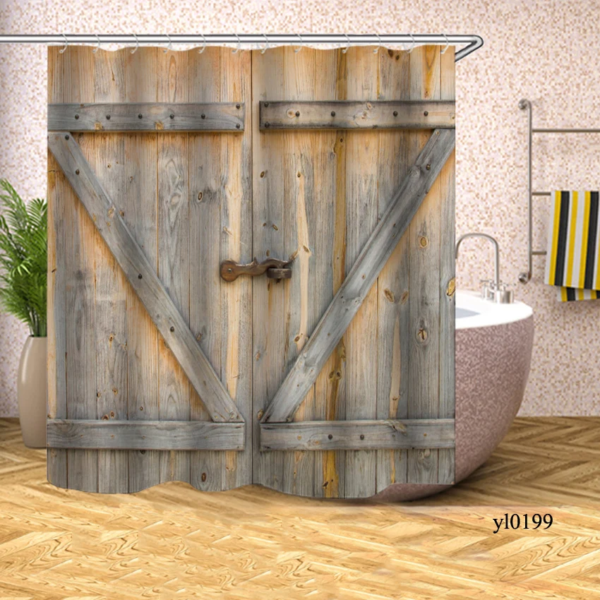 Pattern 13 3D занавеска для душа в ванную, Деревянный Рисунок кирпича, водонепроницаемая занавеска для ванной, занавеска для ванны, крышка для купания, большой широкий 12 крючков - Цвет: Pattern 13