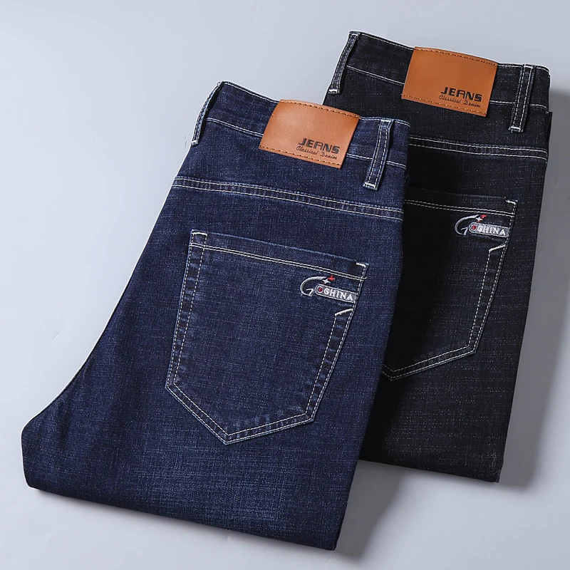 Джинсы мужские зауженные стрейчевые брюки из денима стрейч шипованные