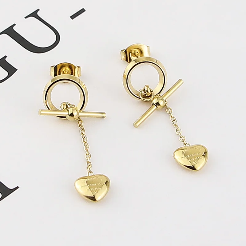 Новое круглое кольцо персикового цвета с кисточкой сердцем из титановой стали