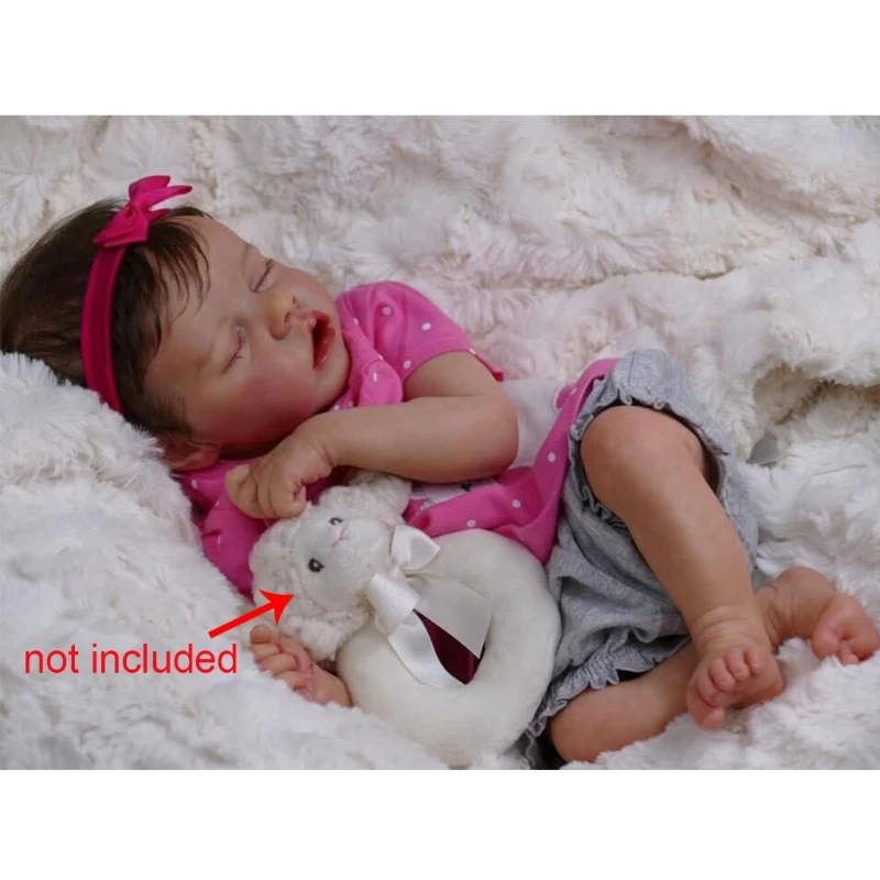 

18in Realistic Doll Closed Eyes Sleeping Girl Soft Vinyl Silicone Baby Cute Newborn Boy Toy Gift for Children Kids