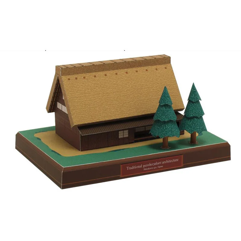 3D бумажная модель в японском стиле с крышей елочку всемирно известная