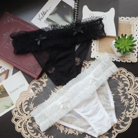 cute girl pure color breathable mesh ruffled lace sexy underwear women low waist ladies briefs pure cotton sexy underwear women