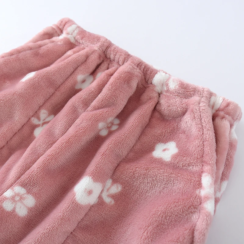 

Womens Pajama Set Autumn Winter Long Sleeve Coral Fleece Home Sleepwear Thick Flannel Set Warm Lamb Cashmere Large Size 2 Pieces