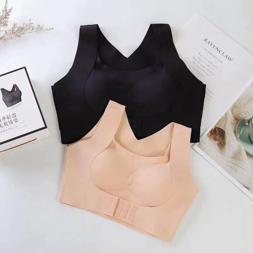 

Women Bras Push Up Bra Seamless Posture Corrector Bralette Front Closure Female Underwear Cross Back Intimates