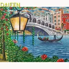 Алмазная вышивка с квадратными стразами Венецианская лодка мост Цветок светильник лая полная круглая Алмазная мозаика 5D сделай сам алмазная живопись вышивка крестиком