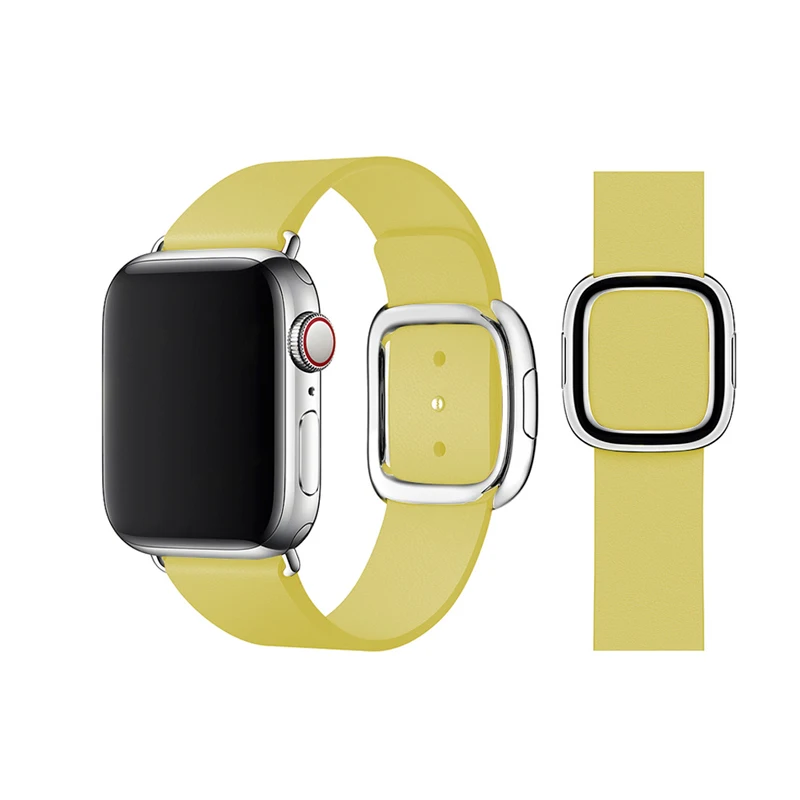 Replacement Genuine Leather Magnetic Closure Loop Watch Band Wristband Strap for Apple Watch 40mm/44mm/38/42MM Series 5 4/1/2/3