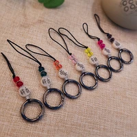 mobile phone ring lanyard chinese safe auspicious pendant crystal beads hand woven mobile phone case anti lost sling