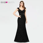 Элегантные кружевные вечерние платья с длинным рукавом и двойным v-образным вырезом, блестящие черные вечерние платья Vestido Sirena Largo 2020
