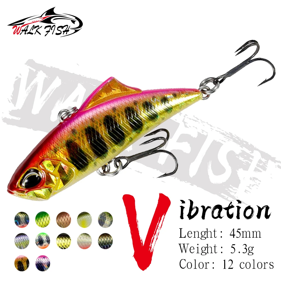 

WALK FISH 45MM 5.7G VIB Vibration Sinking Artificial Bait Minnow Wobbler Winter Ice Fishing Lure Pencil Bass Pike Fishing Tackle