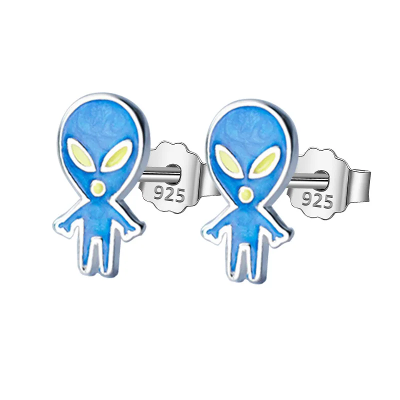 Женские серьги пусеты Trustdavis синие Серьги из стерлингового серебра 925 пробы