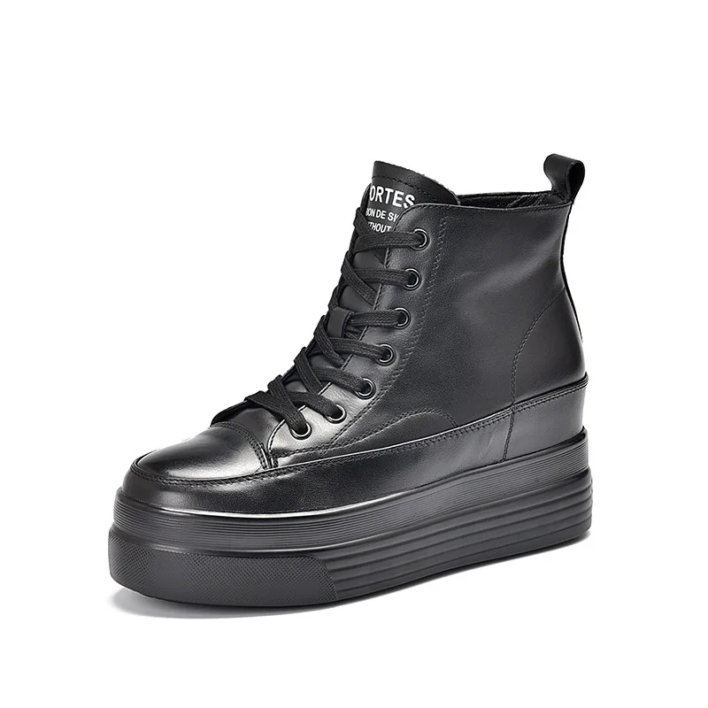 

YourSeason 2021 Winter Ladies Genuine Leather Retro Shoes Lace Up Round Toe Sewing Female Concise Ankle Platform Boots Handmade