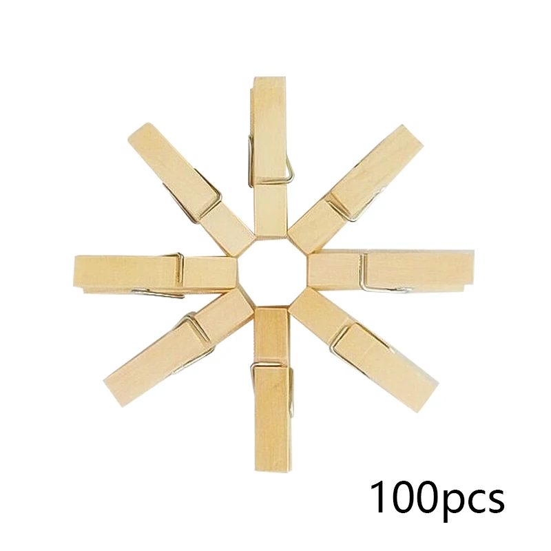 

100PCS Mini Colored Wooden Clips For Photo Clips Clothespin Paper Peg Pin Craft Decoration Clips Pegs Wedding Decoration 30MM