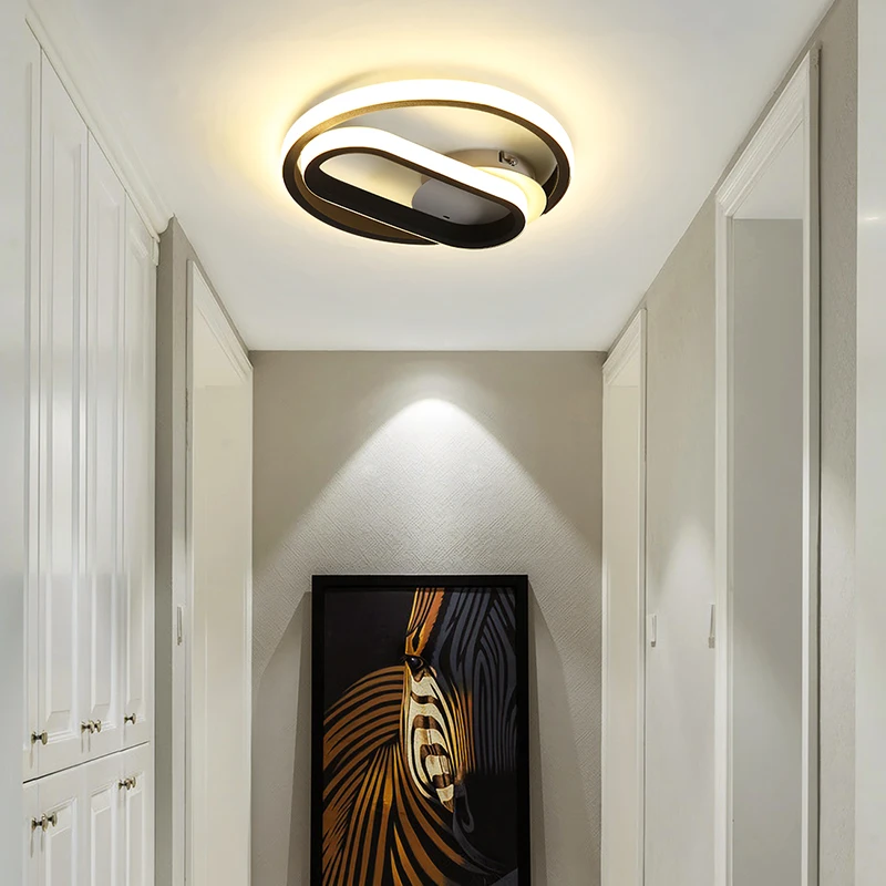 

Modern LED Chandelier Black White Frame Chandelier Lighting Bedroom Porch Corridor Balcony Nordic Chandelier Lighting Room Light