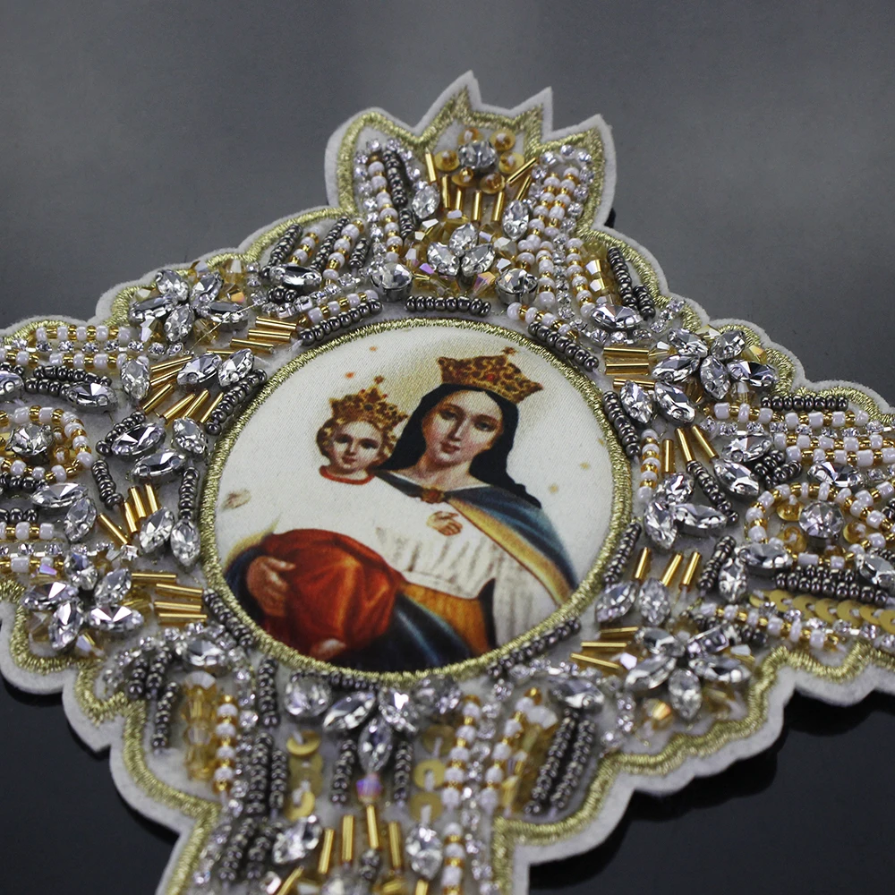 Вышивка ручной работы Королева Мэри стразы бусины ткань одежда сумка украшение