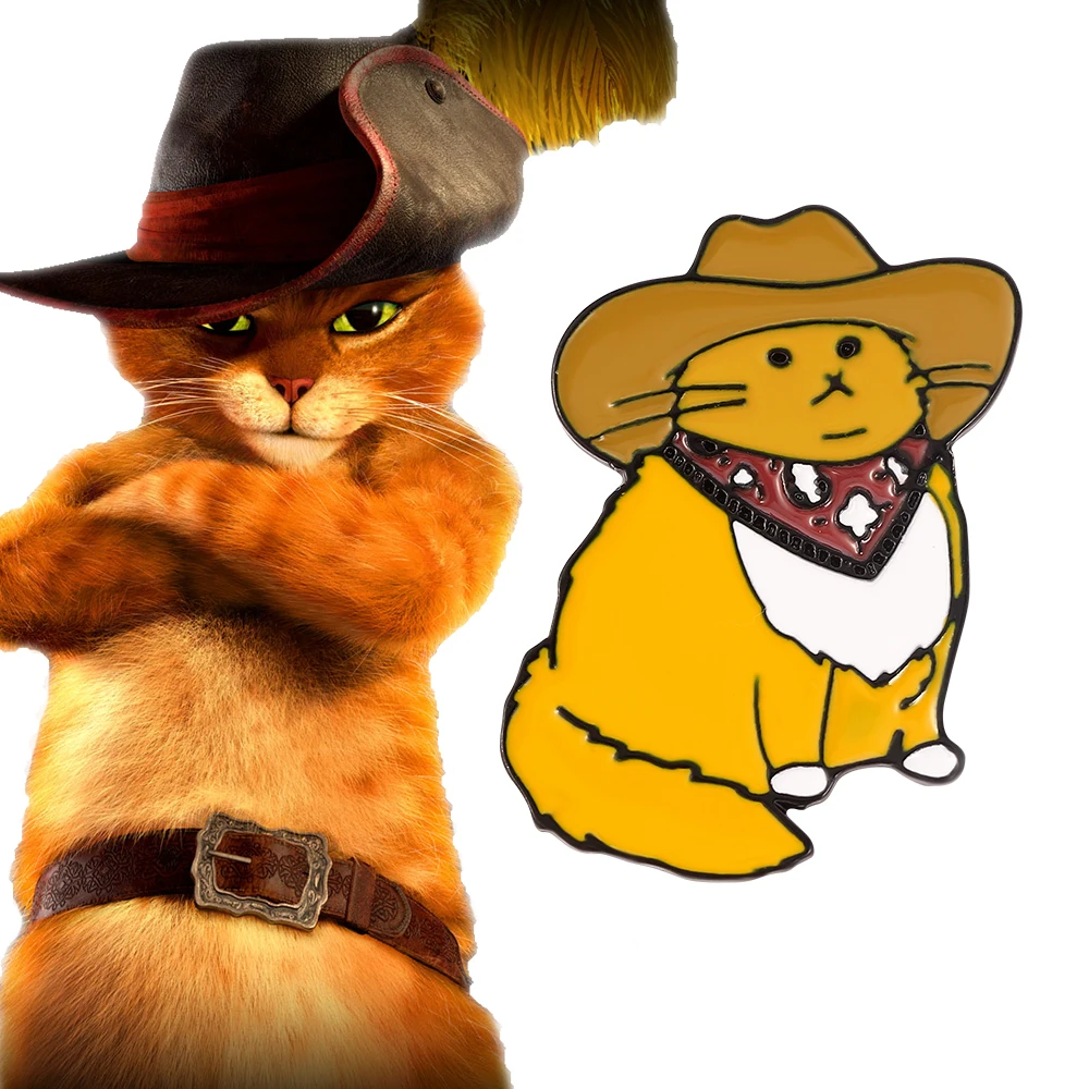 Puss in Boots ювелирные изделия Pin Kitty милый кот с брошь шляпа для детей Кнопки булавки