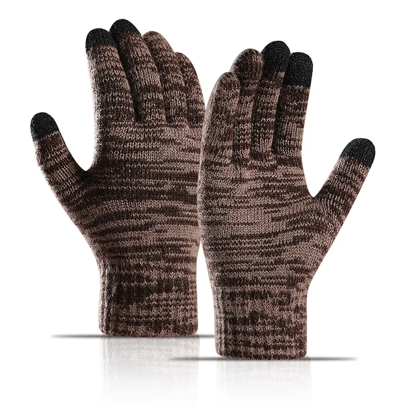 

Мужские перчатки для сенсорных экранов, теплые и бархатные плотные вязаные перчатки для вождения и верховой езды, для осени и зимы, 2021