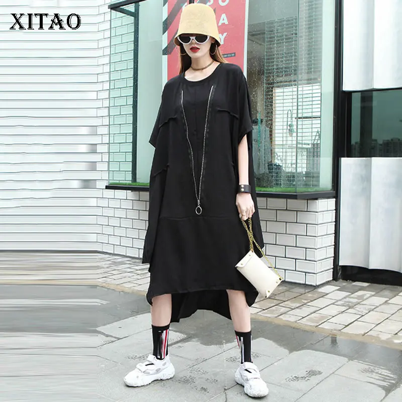 Женское платье с асимметричным подолом XITAO Элегантное повседневное свободное