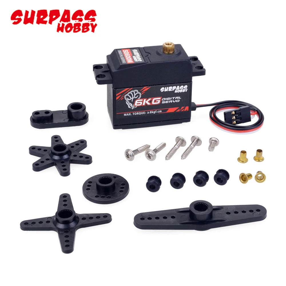 Цифровой сервопривод Surpass Hobby S0600M, 4,8-6 в, 6 кг, металлическая шестерня, для радиоуправляемых машинок 1/10, самолетов, квадрокоптеров, дронов, роботов, лодок, Wltoys Crawler