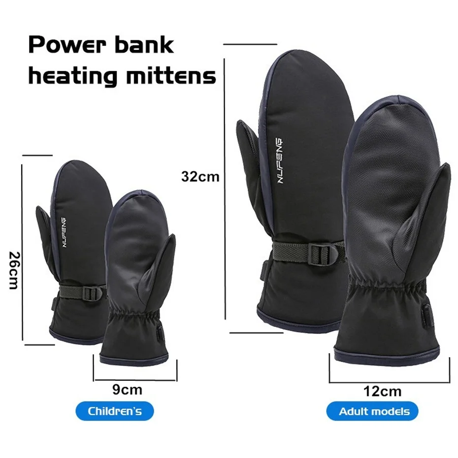 

Winter Gloves Electric Heated Men Children Gloves Warm Hand Cover USB Charging Battery Mittens Soft Outdoor Windproof Ski Gloves