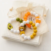 hot sale cute animals silicone baby bracelet kids chews nursing stroller accessories toy teething rattle shower gift