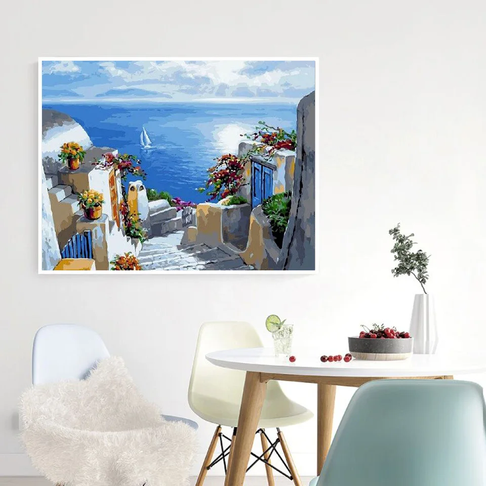 Картина по номерам на холсте с изображением Приморского городского дома | Дом и