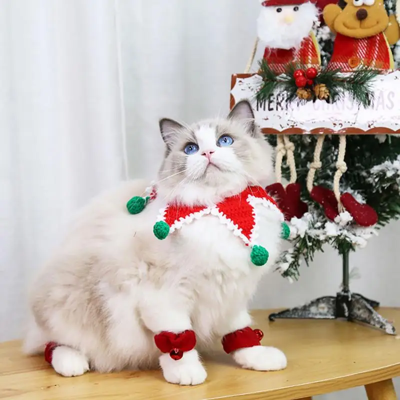 

Рождественский шарф для домашних питомцев, украшения одежды для кошек и собак, аксессуары для костюмов для рождественской вечеринки