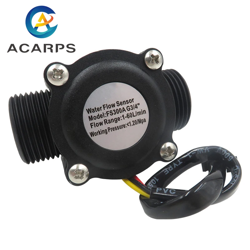 Датчик расхода воды 3/4 дюйма, МПа, датчик холла, турбинный расходомер, 5-18 в постоянного тока, управление потоком жидкости