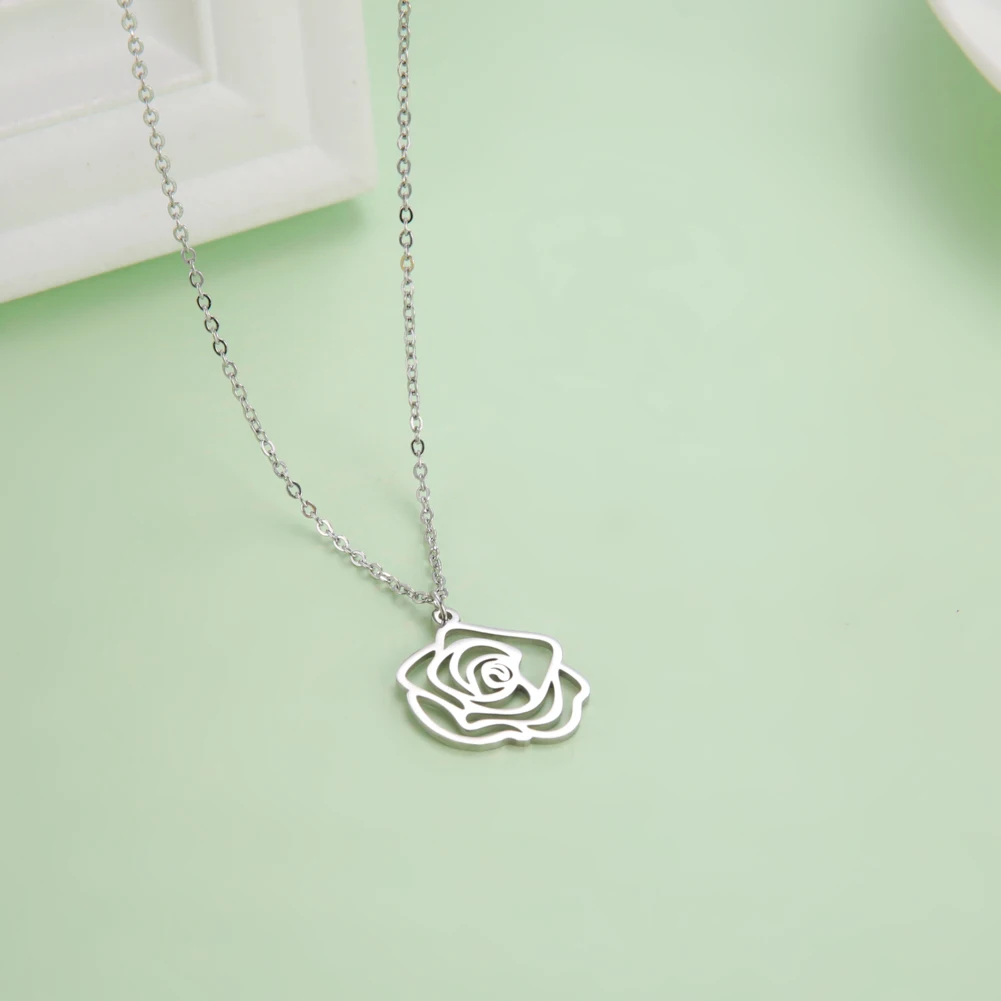 Fishook Небольшое модное ожерелье с цветком розы романтическая любовь