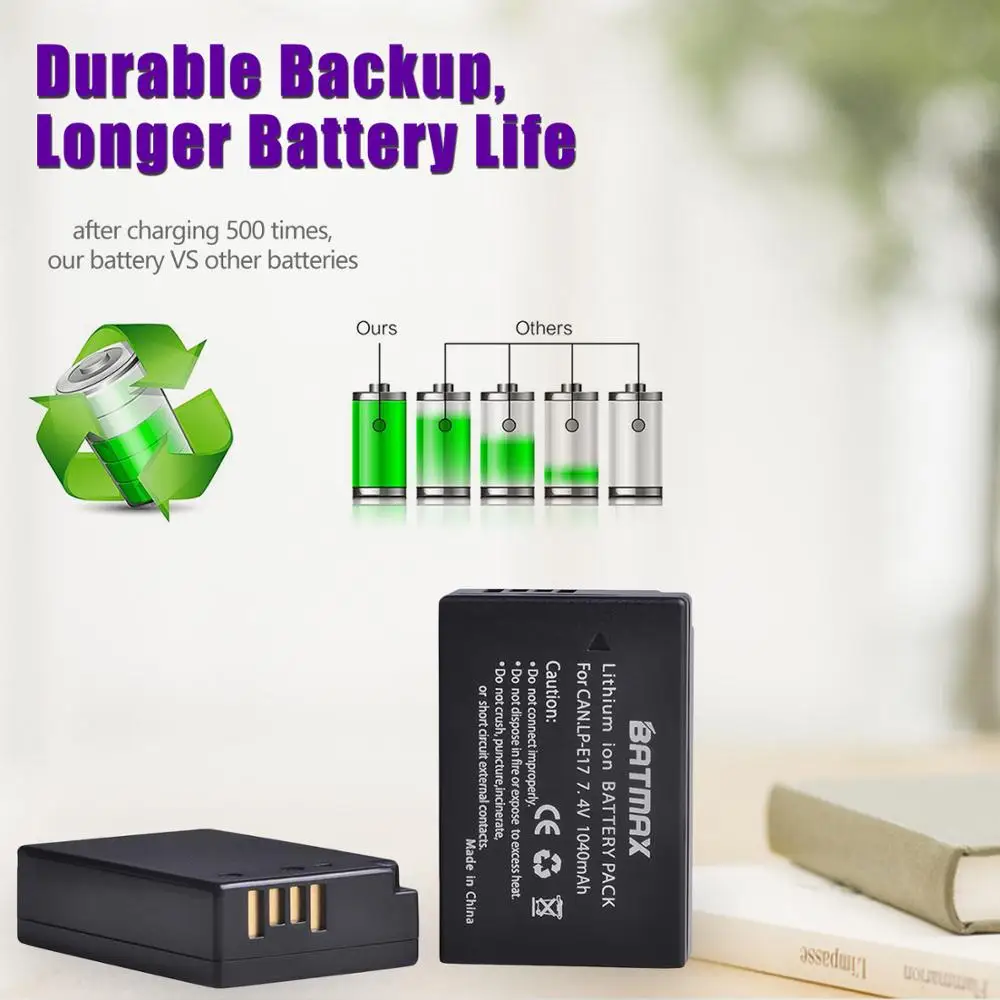 Аккумуляторная батарея Batmax LP-E17 LPE17 + двойное зарядное устройство со встроенным