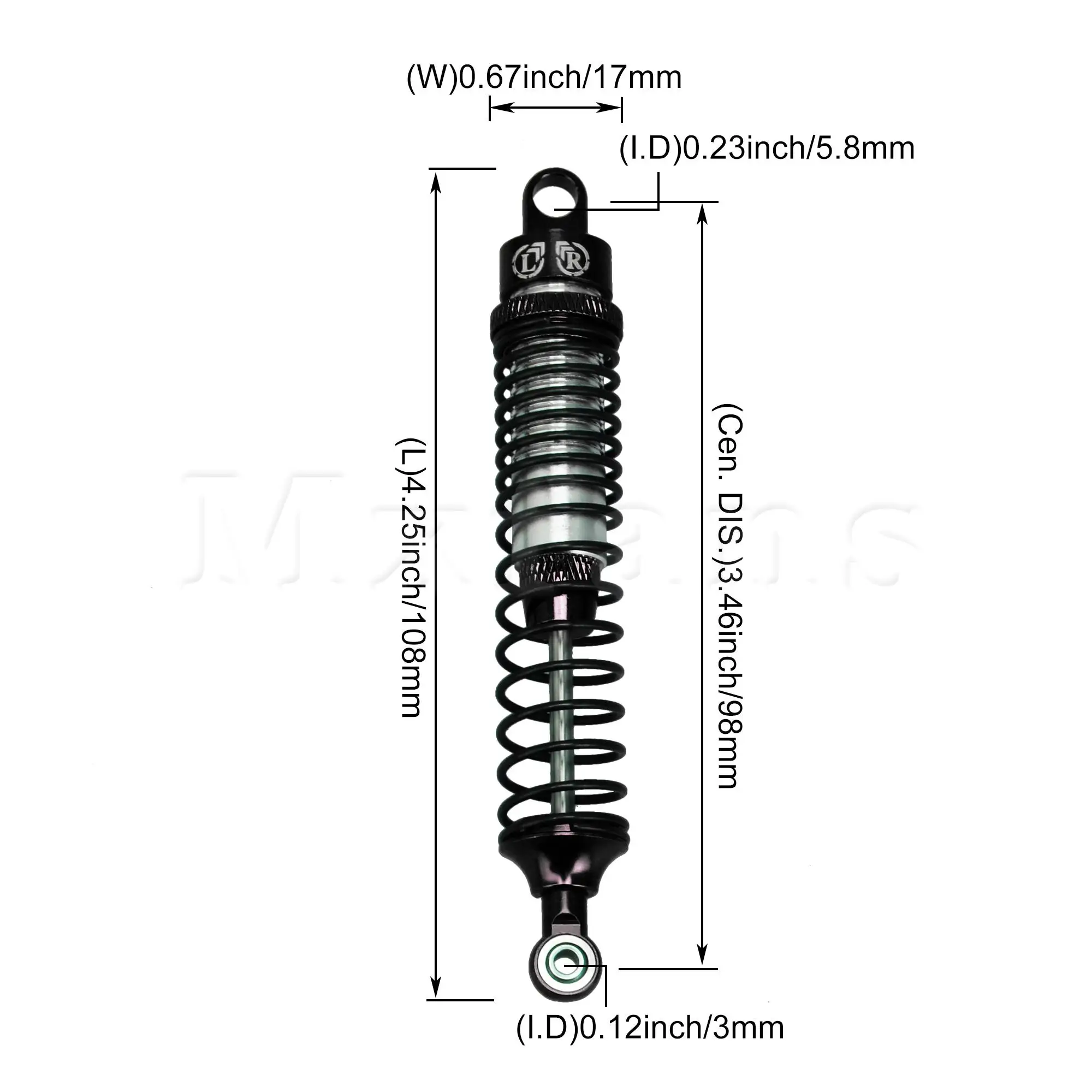 

4pcs 1:10 Black Shock Absorber Damper 108mm A108004 Replacement for RGT