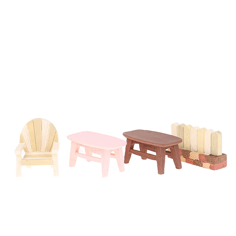 

Chic Imitation Wood Furniture Miniature Round Coffee Table Stool Teatable Miniatures Toys