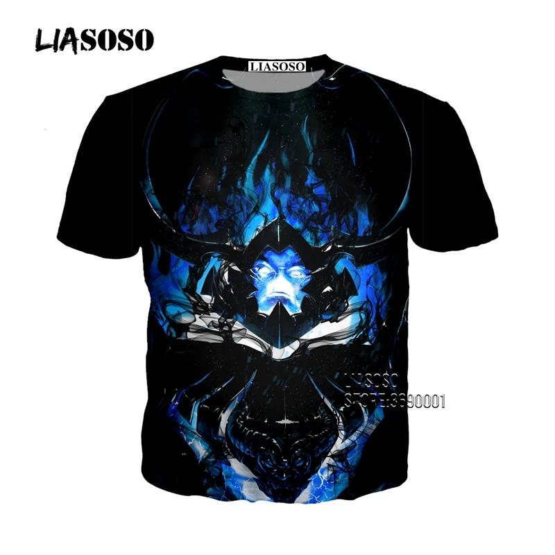 

LIASOSO 3D Print Korea Manga Solo Leveling Men's T-shirt Cool Sung Jin-Woo Tshirt Women Summer Short Sleeve Harajuku Shirt Sword