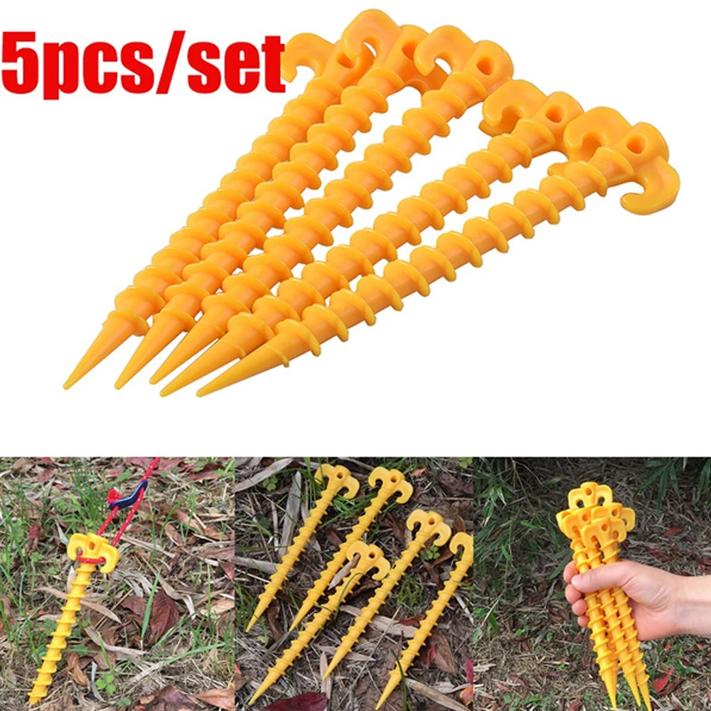 

Tent Nail Outdoor Screw Peg Nylon 5pcs Convenient Claw Screw Nail Professional Moisture Pad Camping Tent Spiral Ground Nails