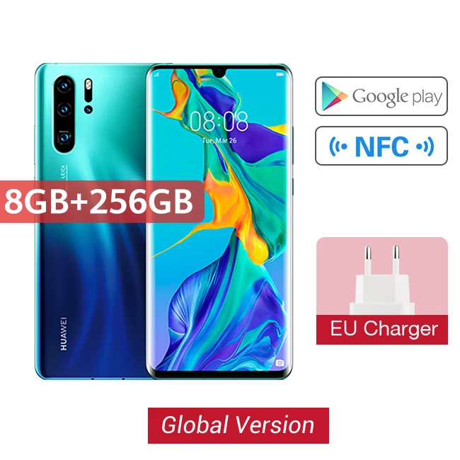 Aurora EU Глобальная версия huawei P30 Pro 8 Гб 256 Kirin 980 Octa, четыре ядра, смартфон с функцией отпечатков пальцев(50x цифровой зум Quad Камера 6,47 ''Full Экран OLED NFC - Цвет: Aurora EU