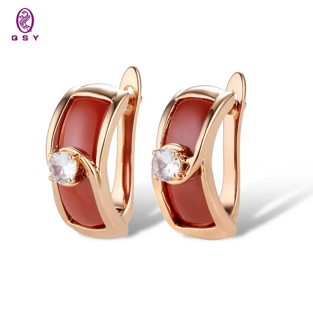 

Красная керамика с золотом ювелирные изделия Кристалл Сияющий лучший подарок для вечерние Шарм серьги для женщин пар 2021 тренд