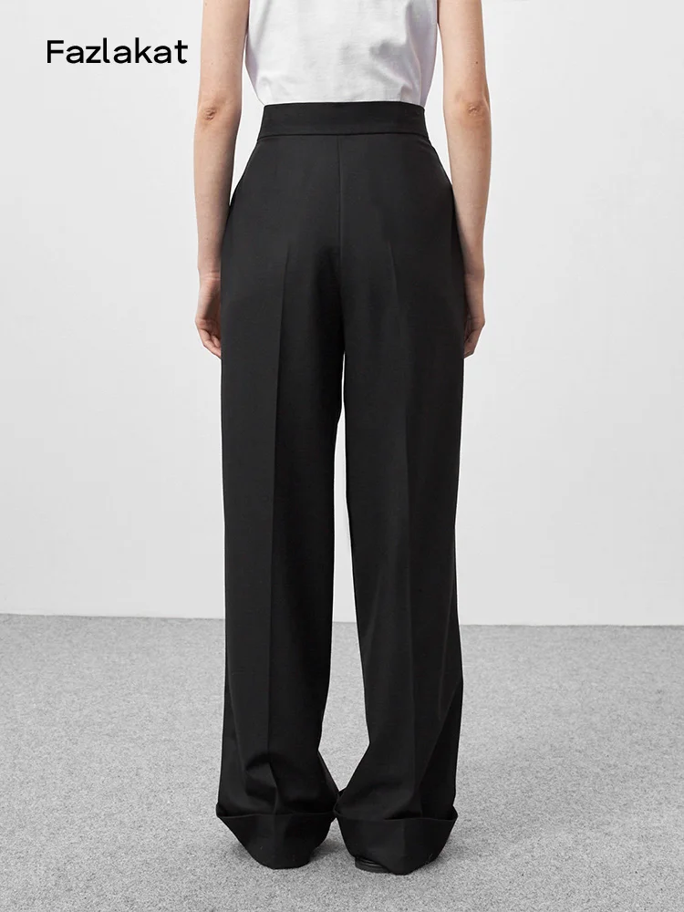 

Mooirue Spring Women Pants Plaid High Waist Dropping Feeling High Waist Wide Leg Long Suit Pants