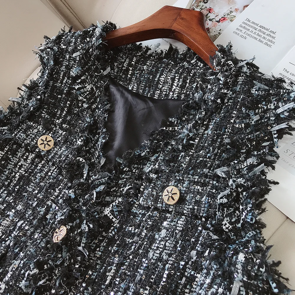 

2020 Autumn and Winter New Exquisite High-end Fringed Ladies Cardigan Vest Top